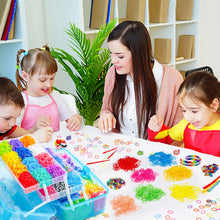 Load image into Gallery viewer, INSCRAFT 17500+ Rubber Loom Bands with 3 Layer Blue Container, 28 Colors, 600 S-Clips, 352 Beads, 40 Cartoon Pendant, Bracelet Making Refill Kit for Kids