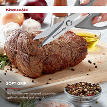 Load image into Gallery viewer, KitchenAid All Purpose Kitchen Shears with Protective Sheath Durable Stainless Steel Scissors, Dishwasher Safe, Soft Grip Comfort Handle, 8.72 Inch, Gray