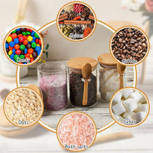 Load image into Gallery viewer, Glass Sugar Container with Spoon - 2 Pack 15oz Glass Jars with Bamboo Lid and Spoon, Bamboo Lid Storage Jar Containers for Coffee Beans, Spice, Brown Sugar, Tea, Flour, Nuts, Candy, Salts and More