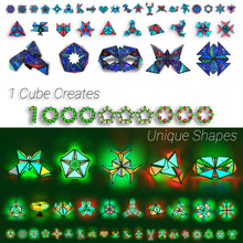 Load image into Gallery viewer, TOSY Magnet Pyramid - 1 Cube Transforms into 1 Billion Shapes, 12 Pieces, 243 Rare Earth Magnets, Glowing, Holographic Magnet Tiles Creative Puzzle STEM/STEAM Toy, Mixed Set