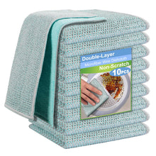 Load image into Gallery viewer, TIVERAIN 10pcs New Upgrade 2-Layer Microfiber Wire Dishcloth,Non-Scratch Wire Dishwashing Rags for Wet and Dry,Metal Scrubbers, Kitchen Miracle Cleaning Dish Rags for Cookware,Sinks, Dishes,Stove,Blue