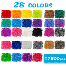 Load image into Gallery viewer, INSCRAFT 17500+ Rubber Loom Bands with 3 Layer Blue Container, 28 Colors, 600 S-Clips, 352 Beads, 40 Cartoon Pendant, Bracelet Making Refill Kit for Kids