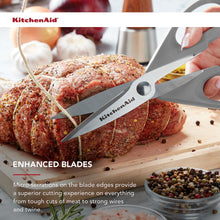 Load image into Gallery viewer, KitchenAid All Purpose Kitchen Shears with Protective Sheath Durable Stainless Steel Scissors, Dishwasher Safe, Soft Grip Comfort Handle, 8.72 Inch, Gray