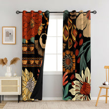 Load image into Gallery viewer, Tyrot 100% Blackout Black Boho Floral Curtains for Living Room 84 inch Long 2 Panels Farmhouse Mid Century Black Out Curtains for Bedroom Grommet Thermal Insulated Room Darkening Window Drapes,52Wx84L