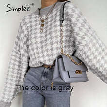Load image into Gallery viewer, Simplee Women geometric khaki knitted winter sweater.