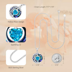 LIANYU Necklace for Women Sapphire Necklace Gifts for Wife Christmas Birthday Valentine Anniversary-Dec