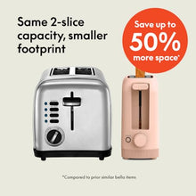 Load image into Gallery viewer, bella 2 Slice Slim Toaster, Fits-anywhere™ Kitchenware, 6 Setting Shade Control with Reheat &amp; Cancel Buttons, Fits sourdough, 10” Long Slot, Anti Jam &amp; Auto Shutoff, 900 Watt, Blossom
