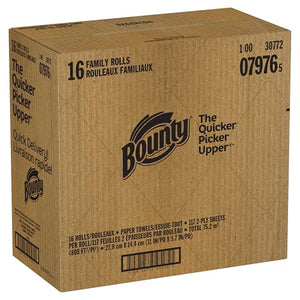 Bounty Paper Towels Quick Size, White, 16 Family Rolls = 40 Regular Rolls