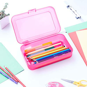 Amazon Basics Plastic Pencil Box, Pack of 4, Multi, Solid