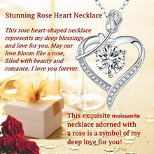 Load image into Gallery viewer, Rose Heart Pendant Necklace for Wife Moissanite Lab-Created Gem Jewelry for Women I Love You Wedding Anniversary Birthday Christmas Valentines Engagements Mothers Day for Her Girlfriend Mom Daughter
