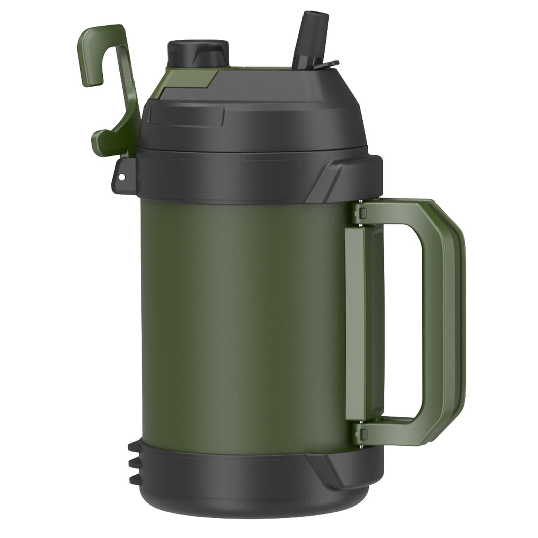 Zukro 1 Gallon Water Jug, One Gallon Large Triple Wall Insulated Metal Jug With Straw and Spout, No Sweat 128 oz Stainless Steel Sport Water Bottle Keeps Cold 48 Hours for Outdoors, Green
