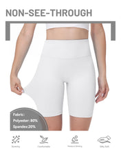 Load image into Gallery viewer, Runhit No Front Seam Biker Shorts for Women - 8&#39;&#39; High Waisted Workout Gym Yoga Running Spandex Compression Shorts Shorts with Tummy Control White Small
