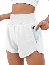 Load image into Gallery viewer, BMJL Women&#39;s Athletic Shorts High Waisted Running Short Pocket 2.5&quot; Sporty Shorts Gym Elastic Workout Shorts(M,White)
