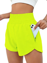 Load image into Gallery viewer, BMJL Women&#39;s Athletic Shorts High Waisted Running Short Pocket 2.5&quot; Sporty Shorts Gym Elastic Workout Shorts(XS,Neongreen)
