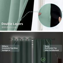 Load image into Gallery viewer, BGment 100% Blackout Curtains for Bedroom with Black Liner, Double Layer Full Room Darkening Noise Reducing and Thermal Insulated Rod Pocket Curtain (52 x 63 Inch, Frosty Green, 2 Panels)

