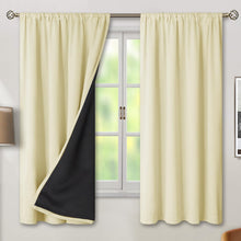 Load image into Gallery viewer, BGment 100% Blackout Curtains for Bedroom 63 Inch Length, Full Room Darkening Thermal Insulated and Noise Reducing Rod Pocket Bedroom Curtain, Each 52 Inch Wide, Cream

