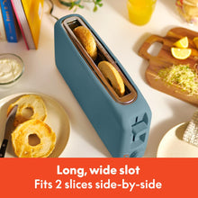 Load image into Gallery viewer, bella 2 Slice Slim Toaster, Fits-anywhere™ Kitchenware, 6 Setting Shade Control with Reheat &amp; Cancel Buttons, Fits sourdough, 10” Long Slot, Anti Jam &amp; Auto Shutoff, 900 Watt, Surf
