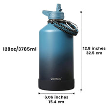 Load image into Gallery viewer, CIVAGO Gallon Insulated Water Bottle Jug with Straw, 128 oz Large Stainless Steel Water Flask, Big Metal Thermal Mug with 3 Lids for Sports, Travel, Gym, and Camping, Army Green
