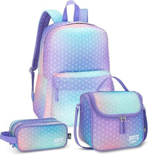 Load image into Gallery viewer, Roots Essential 3-in-1 Matching Water Resistant Kids Backpack and Lunch Bag Set with Bonus Pencil Case - Made from 100% Recycled Fabrics -22.5 litres, Multi Ombre
