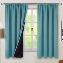 Load image into Gallery viewer, BGment Thermal Insulated 100% Blackout Curtains for Bedroom with Black Liner, Double Layer Full Room Darkening Noise Reducing Rod Pocket Curtain (52 x 63 Inch, Sea Teal, 2 Panels)
