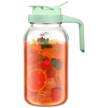 Load image into Gallery viewer, 64 oz Glass Pitcher with Lid, Large Wide Mouth Mason Jar with Pour Spout, Green Sun Tea Glass Jar for Outside, Drink Pitcher Great for Drink, Cold Beverages and Breast Milk
