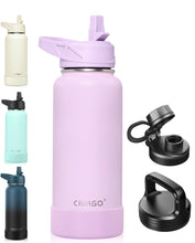 Load image into Gallery viewer, CIVAGO 32 oz Insulated Water Bottle With Straw, Stainless Steel Sports Water Cup Flask with 3 Lids (Straw, Spout and Handle Lid), Wide Mouth Travel Thermal Mug, Lavender
