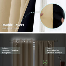 Load image into Gallery viewer, BGment Thermal Insulated 100% Blackout Curtains for Bedroom with Black Liner, Double Layer Full Room Darkening Noise Reducing Rod Pocket Curtain (52 x 63 Inch, Beige, 2 Panels)
