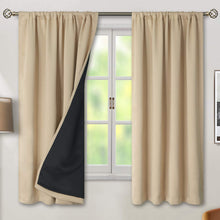 Load image into Gallery viewer, BGment Thermal Insulated 100% Blackout Curtains for Bedroom with Black Liner, Double Layer Full Room Darkening Noise Reducing Rod Pocket Curtain (52 x 63 Inch, Beige, 2 Panels)
