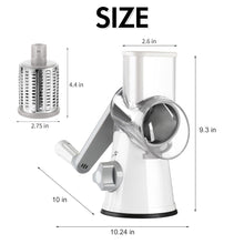 Load image into Gallery viewer, Ourokhome Rotary Cheese Grater Hand Crank, Kitchen Shredder Speed Mandolin Slicer Ice Shaver with Handle and Drum Blades for Cheese, Vegetable, Nuts, Chocolate, Potato, Carrot, 5 Blades, White
