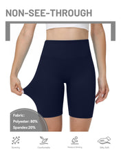 Load image into Gallery viewer, Runhit No Front Seam Biker Shorts for Women - 8&#39;&#39; High Waisted Workout Gym Yoga Running Spandex Compression Shorts Shorts with Tummy Control Navy Small
