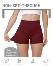Load image into Gallery viewer, Runhit No Front Seam Biker Shorts for Women - 3&#39;&#39; High Waisted Workout Gym Yoga Volleyball Spandex Booty Shorts with Tummy Control Wine Red Medium
