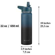 Load image into Gallery viewer, CIVAGO 22 oz Insulated Water Bottle With Straw, Stainless Steel Sports Water Flask Cup with 3 Lids (Straw, Portable Spout and Handle Lid), Double Walled Travel Thermal Canteen Mug, Indigo Black
