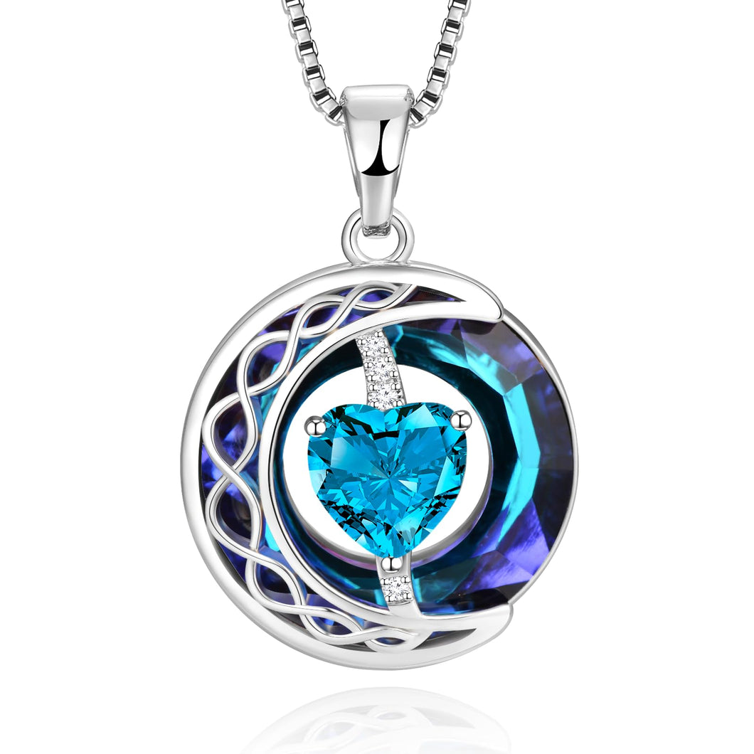 LIANYU Necklace for Women Sapphire Necklace Gifts for Wife Christmas Birthday Valentine Anniversary-Dec