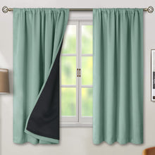Load image into Gallery viewer, BGment 100% Blackout Curtains for Bedroom with Black Liner, Double Layer Full Room Darkening Noise Reducing and Thermal Insulated Rod Pocket Curtain (52 x 63 Inch, Frosty Green, 2 Panels)
