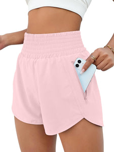 BMJL Women's Athletic Shorts High Waisted Running Short Pocket 2.5" Sporty Shorts Gym Elastic Workout Shorts(S,BabyPink)