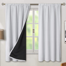 Load image into Gallery viewer, BGment Thermal Insulated 100% Blackout Curtains for Bedroom with Black Liner, Double Layer Full Room Darkening Noise Reducing Rod Pocket Curtain (52 x 63 Inch, Greyish White, 2 Panels)
