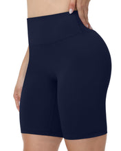 Load image into Gallery viewer, Runhit No Front Seam Biker Shorts for Women - 8&#39;&#39; High Waisted Workout Gym Yoga Running Spandex Compression Shorts Shorts with Tummy Control Navy Small
