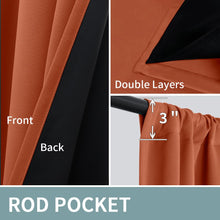 Load image into Gallery viewer, BGment Terracotta 100% Blackout Curtains for Bedroom, Fall Full Room Darkening Noise Reducing Living Room Curtains 63 Inch Length, Thermal Insulated Rod Pocket Window Drapes 2 Panels, 52 Inch Wide

