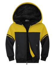 Load image into Gallery viewer, SECOOD Kids Hoodie Fleece Jacket Warm Sherpa Lined Zip Up Hooded Sweatshirt Soft Winter Coat Boys Girls School Outerwear D Yellow
