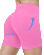 Load image into Gallery viewer, Runhit No Front Seam Biker Shorts for Women - 5&#39;&#39; High Waisted Workout Gym Yoga Athletic Compression Spandex Shorts with Tummy Control Hot Pink Medium
