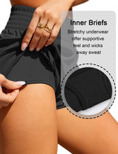 Load image into Gallery viewer, BMJL Women&#39;s Athletic Shorts High Waisted Running Short Pocket 2.5&quot; Sporty Shorts Gym Elastic Workout Shorts(L,Black)
