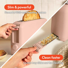 Load image into Gallery viewer, bella 2 Slice Slim Toaster, Fits-anywhere™ Kitchenware, 6 Setting Shade Control with Reheat &amp; Cancel Buttons, Fits sourdough, 10” Long Slot, Anti Jam &amp; Auto Shutoff, 900 Watt, Blossom
