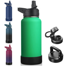 Load image into Gallery viewer, CIVAGO 32 oz Insulated Water Bottle With Straw, Stainless Steel Sports Water Cup Flask with 3 Lids (Straw, Spout and Handle Lid), Wide Mouth Travel Thermal Mug, Meadow
