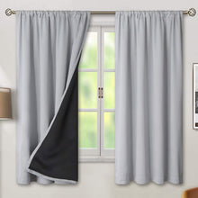 Load image into Gallery viewer, BGment Thermal Insulated 100% Blackout Curtains for Bedroom with Black Liner, Double Layer Full Room Darkening Noise Reducing Rod Pocket Curtain (52 x 63 Inch, Light Grey, 2 Panels)
