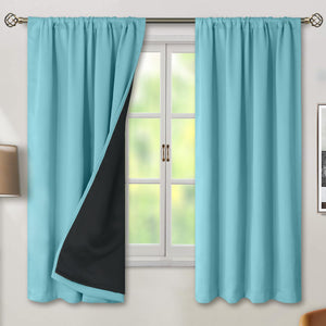 BGment 100% Blackout Curtains for Bedroom 63 Inch Length, Full Room Darkening Curtains for Living Room Rod Pocket with Thermal Insulated Liner, Each Window Curtains 2 Panels, 52 x 63 Inch, Aqua