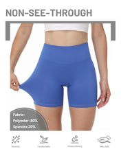 Load image into Gallery viewer, Runhit No Front Seam Biker Shorts for Women - 5&#39;&#39; High Waisted Workout Gym Yoga Athletic Compression Spandex Shorts with Tummy Control Blue Medium
