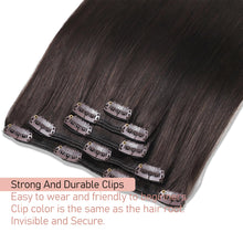 Load image into Gallery viewer, Clip in Hair Extensions Real Human Hair 20 Inch Remy Hair Extensions Clip ins Dark Brown Clip in Hair Extension for Women 80g/5pcs Double Weft Straight Real Human Hair

