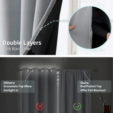 Load image into Gallery viewer, BGment Thermal Insulated 100% Blackout Curtains for Bedroom with Black Liner, Double Layer Full Room Darkening Noise Reducing Rod Pocket Curtain (52 x 63 Inch, Light Grey, 2 Panels)
