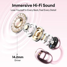 Load image into Gallery viewer, PAXA Clip On Open Ear Earbuds Wireless Bluetooth 5.4, Clip On Earbuds with LCD Touchscreen, Lightweight Comfort Open Ear Headphones for Sports, Fitness, and Workouts, Rose Gold M100
