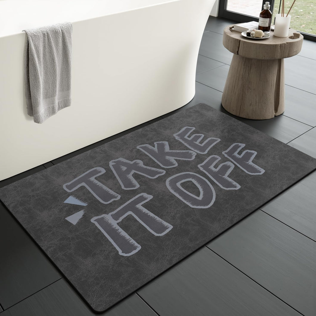 MontVoo Bath Mat Rug for Bathroom-Cute Darkgrey Letter Bathroom Mat Bathroom Rug Non Slip Absorbent Quick Dry Bathmat Shower Mats in Front of Bathtub Sink Washroom Mat Darkgrey 40x60CM